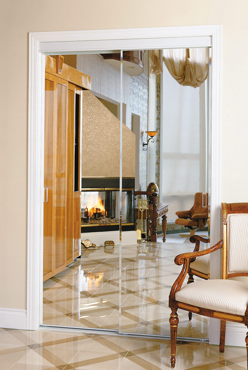 Porte-miroir coulissante Colonial Elegance, sans cadre, 48 po l. x 80 1/2  po h., blanche 04880CO18